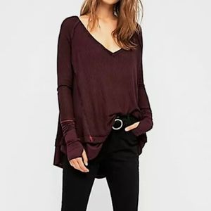 Waffle knit Laguna Thermal Maroon Burgundy We The Free xs